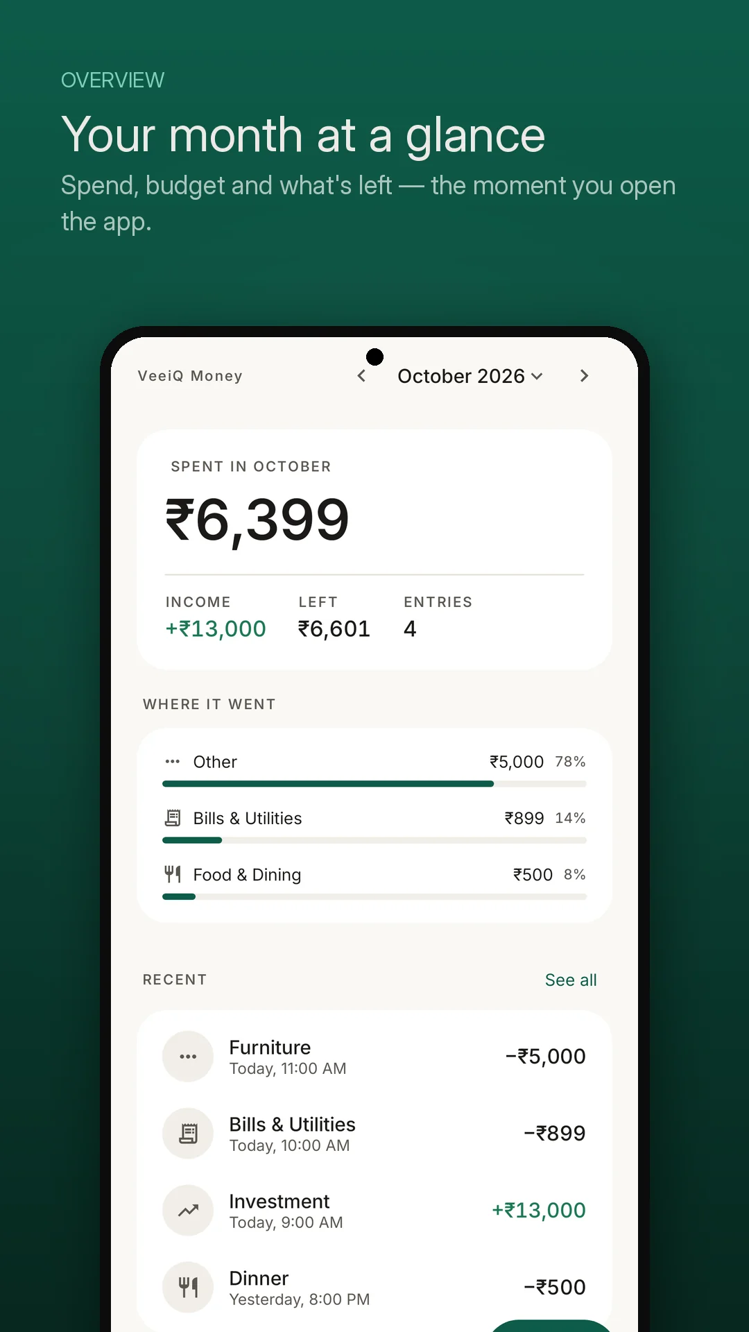 VeeiQ Money Screen 1